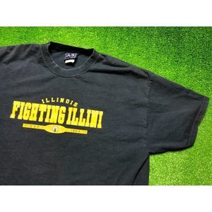 Vintage Illinois Fighting Illini Men's Short Sleeve Graphic Tee Size XL Blue